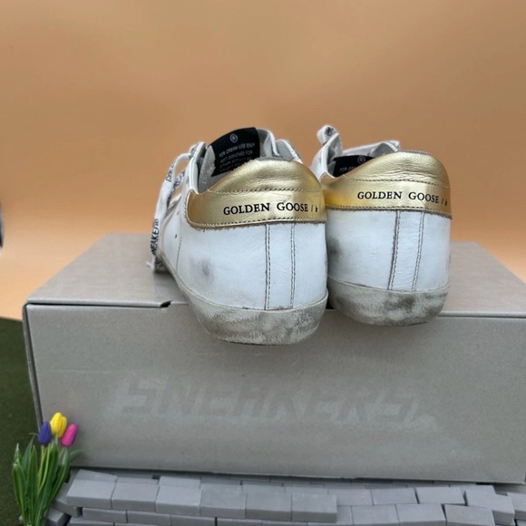 Golden Goose White Sneakers with Gold and Leopard Star - Picture 7 of 12